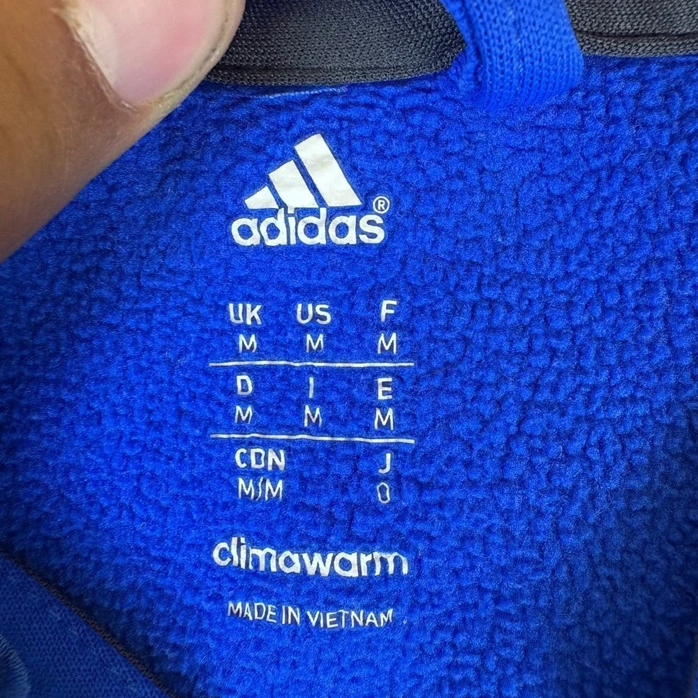 Adidas Climawarm Hoodie Men Medium Blue Gray Fleece Lined Raglan Sleeve Full Zip